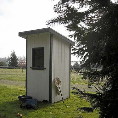 unused ticket booth at Evergreen Equestrian Park, Snohomish County, Washington