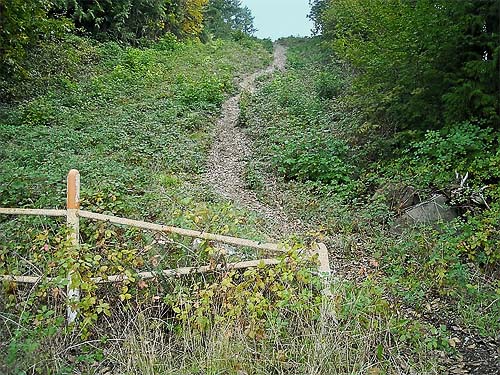steep path to hilltop habitats, Evergreen Equestrian Park, Snohomish County, Washington