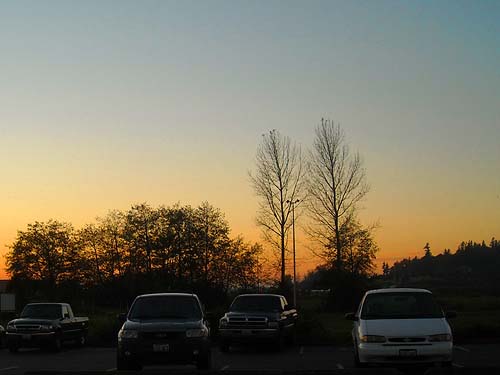 sunset on 20 October 2010 at Monroe Park-and-Ride, Snohomish County, Washington