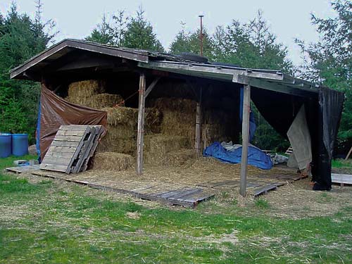 hay shed near hatchery, prairie remnant sites near Gate, Thurston County, Washington