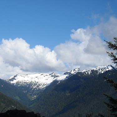 View of White Chuck Mountain from ridge west of Grade Creek, S-central Skagit County, Washington