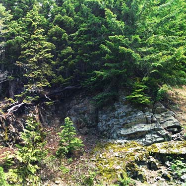 small rock quarry, ridge west of Grade Creek, S-central Skagit County, Washington