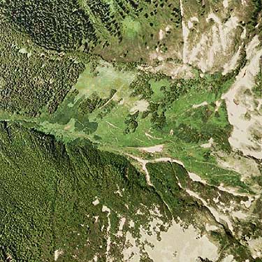 2009 aerial view of Hidden Lake Peaks Trail, Skagit County, Washington