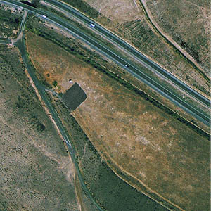 2001 aerial view of Johnson Canyon by Interstate 90, Kittitas County, Washington