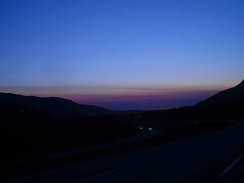 post-sunset dusk along Interstate 90 W of Snoqualmie Pass, Washington