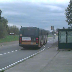 Metro bus 197 leaving Kent-Des Moines stop, King County, Washington
