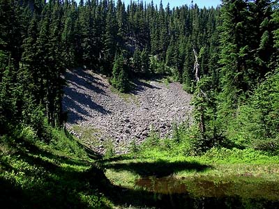 talus, meadow and pond, north slope of Little Deer Creek Mountain, Cedar River Watershed, Washington