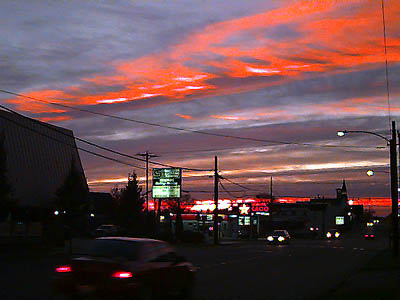 sunset, downtown Snohomish, Washington (2nd & Maple), 22 October 2006