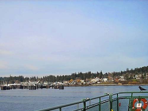 Washington State Ferry approaches Kingston, Washington on 3 December 2009
