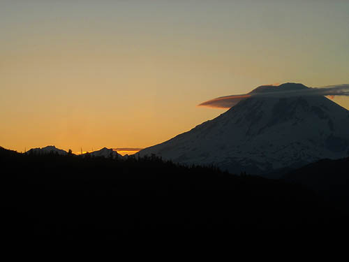Mt. Rainier at sunset from west of White Pass, 10 July 2011