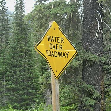 road sign at Scatter Creek south of Tucquala Lake, northern Kittitas County, Washington