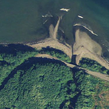 beach at West Twin River, Clallam County, Washington, 2009 aerial photo