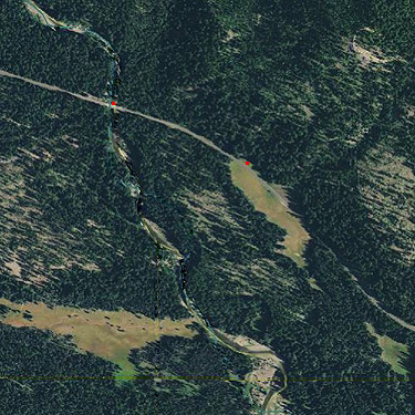 2011 aerial view, vicniity of Four Way Meadow, Little Naches River, Kittitas County, Washington