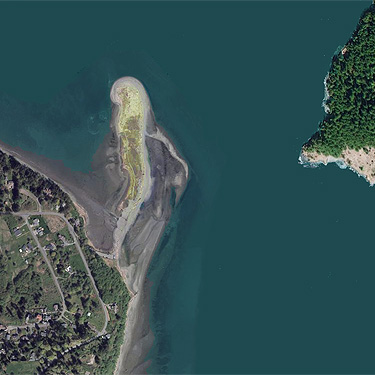 2016 aerial photo of Ala Spit, Whidbey Island, Washington