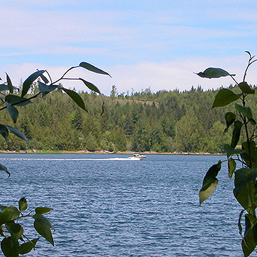speedboat on Alder Reservoir, Alder Cemetery, Alder Reservoir, Pierce County, Washington