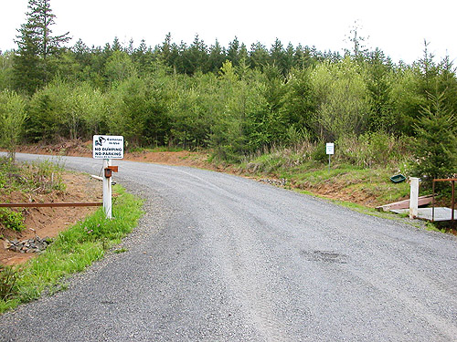 gate into private timberland, Centralia-Alpha Road, 4.5 miles west of Alpha, Lewis County, Washington
