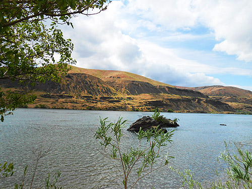 tamed Columbia River, Apricot Orchard Boat Launch on Columbia River, Douglas County, Washington