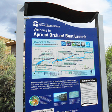 The PUD sign at Apricot Orchard Boat Launch along the Columbia River, Douglas County, Washington