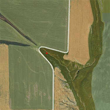 aerial view of the bend in Stuhlmiller Road, Douglas County, Washington