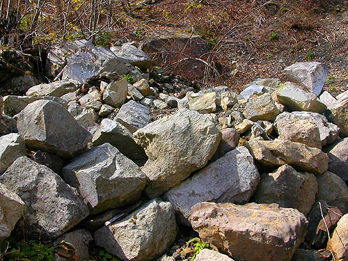 boulders in quarry, Cavanaugh Lake, S central Snohomish County, Washington
