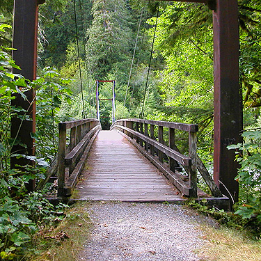 The bridge, Baker River Trail at suspension bridge, Whatcom County, Washington