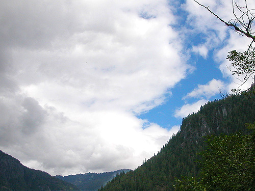sky on 13 August 2022, Baker River Trail at suspension bridge, Whatcom County, Washington