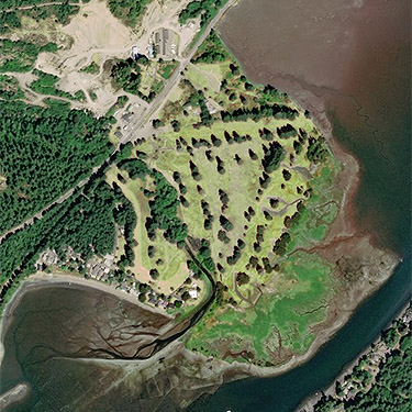 2018 aerial photo of Bayshore Preserve, Oakland Bay, Mason County, Washington