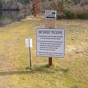 Land trust rules, Bayshore Preserve, Oakland Bay, Mason County, Washington