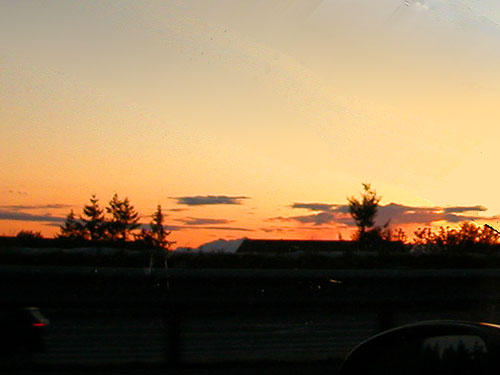 sunset from Interstate 5, King County, Washington on 9 May 2023