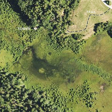 2023 aerial view of marsh at Big Meadow Lake, Pend Oreille County, Washington