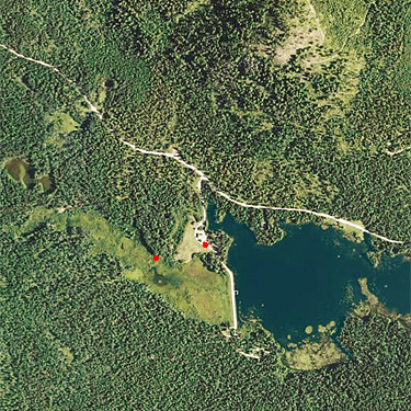 aerial photo of Big Meadow Lake, Pend Oreille County, Washington with collecting sites