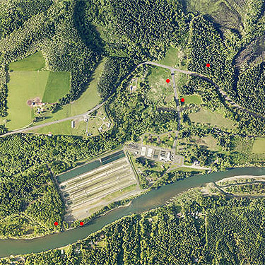 2019 aerial photo of Cowlitz Trout Hatchery area, Lewis County, Washington