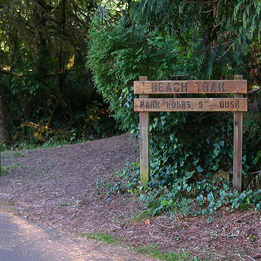 sign for beach trail, Burfoot Park, Thurston County, Washington