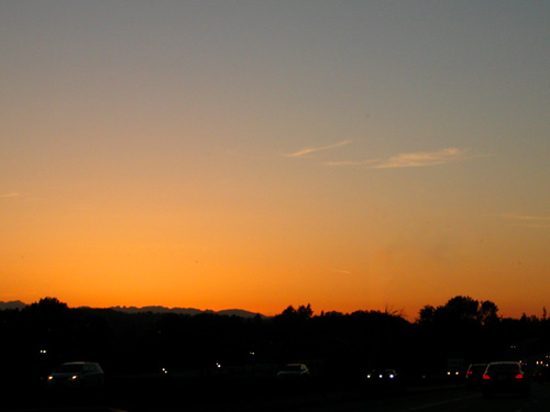 sunset from I-5 in south Seattle, 15 May 2021