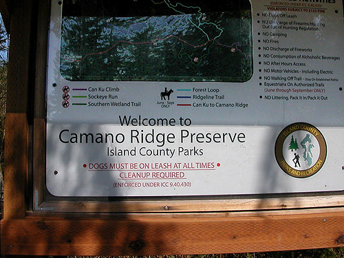 park sign, Camano Ridge Trailhead, Island County, Washington