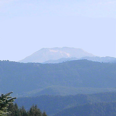 Mt. St. Helens visible from ridge above Catt Creek, northeastern Lewis County, Washington