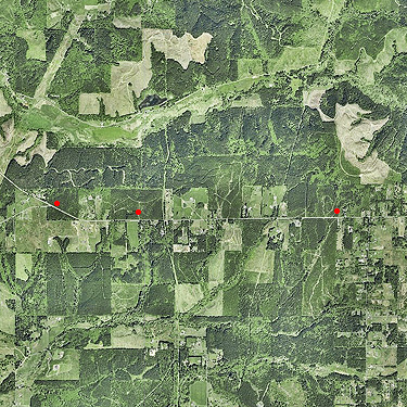2024 aerial photo of western part of Centralia-Alpha Road, Lewis County, Washington