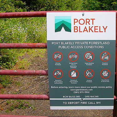 Port Blakely Tree Farms public access sign, Centralia-Alpha Road, Lewis County, Washington