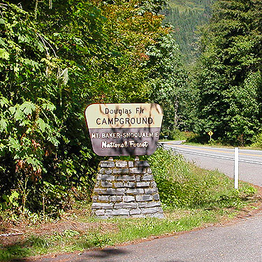 entrance sign, Douglas Fir Campground, Whatcom County, Washington