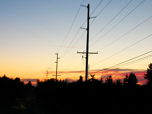 sunset along highway to Bellingham on 29 August 2021