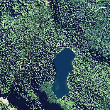 2015 aerial photo of Cora Lake, Lewis County, Washington