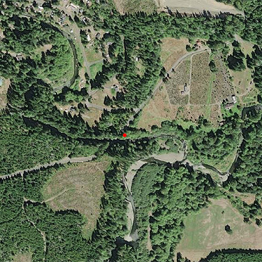 Decker Creek fishing access, Mason County, Washington from the air, circa 2020