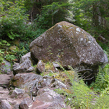 rocks along trail to Lake Dorothy, Alpine Lakes, King County, Washington