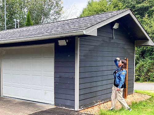 Garage with spiders, first August site on East Fork Hoquiam River, Grays Harbor County, Washington