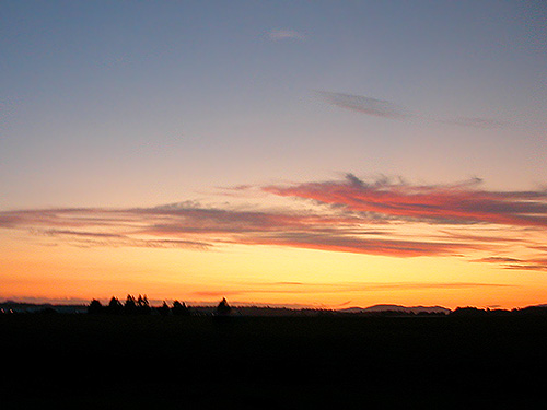 sunset from I-5 in Skagit County, WA on 6 September 2019