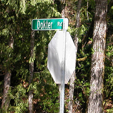 sign for Dokter Road, Elk Creek W of Murnen, Lewis County, Washington