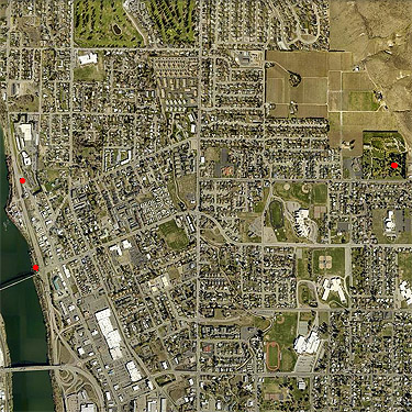 aerial photo of spider collecting sites in East Wenatchee, Washington