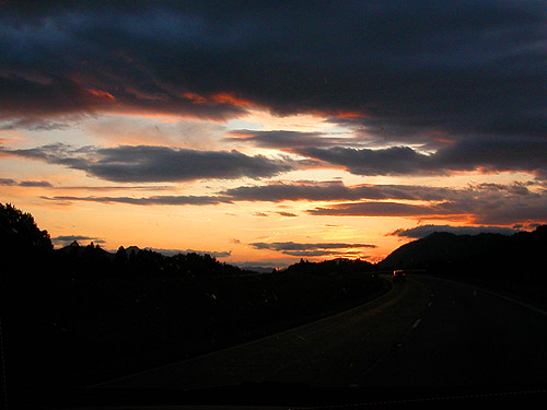 sunset on 21 June 2023 from I-90 in eastern Kittitas County, Washington