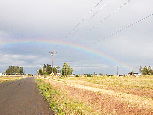 rainbow from near West Canal Bridge, east of Flat Lake, Grant County, Washington on 11 June 2021