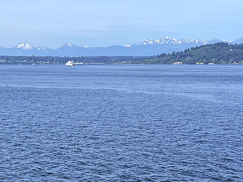 View of Olympic Mountains from Kingston Ferry on 15 May 2024